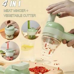 Set Tagliaverdure Elettrico Portatile 4 In 1, Robot Da Cucina Wireless Per Aglio Pepe Peperoncino Cipolla Sedano Carne Zenzero Con Spazzola -Piccoli Elettrodomestici 77494445 2