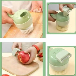 Set Tagliaverdure Elettrico Portatile 4 In 1, Robot Da Cucina Wireless Per Aglio Pepe Peperoncino Cipolla Sedano Carne Zenzero Con Spazzola -Piccoli Elettrodomestici 77494445 4