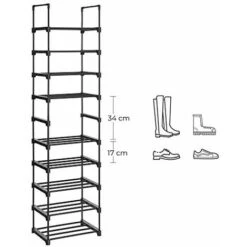 Nova Scarpiera A 5 Ripiani Set Di 2 Scaffale Portascarpe Impilabile Nero -Piccoli Elettrodomestici 78530494 5