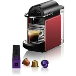 Nespresso Pixie EN124.R, Macchina Da Caffè Di De'Longhi, Sistema Capsule Nespresso, Serbatoio Acqua 0.7L, Red Carminio