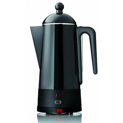 C3 30-30254 Caffettiera Di Design Con Filtro Percolatore Eco, Capacità 2 - 6 Tazze, In Acciaio Inox Laccato, Colore: Nero 3 C3 30-30254 Caffettiera Di Design Con Filtro Percolatore Eco, Capacità 2 - 6 Tazze, In Acciaio Inox Laccato, Colore: Nero