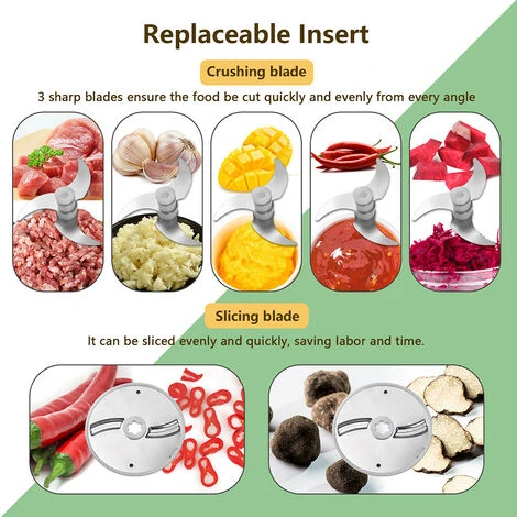 Tritaverdure 4 In 1 Set Tritatutto Elettrico Portatile Set Tagliaverdure Wireless Con Alimentazione USB Per Aglio Peperoncino Cipolla Sedano Zenzero Carne (verde) 5 Tritaverdure 4 In 1 Set Tritatutto Elettrico Portatile Set Tagliaverdure Wireless Con Alimentazione USB Per Aglio Peperoncino Cipolla Sedano Zenzero Carne (verde) - immagine 3