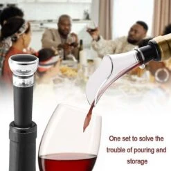 Aeratore Per Vino Da 1 Pezzo E Tappo Per Vino Da 1 Pezzo Vuoto D'aria Antigoccia Riutilizzabile Tappo Del Vino In Silicone Aspiratore D'aria Per Vino Rosso Champagne -Piccoli Elettrodomestici 81291569 3
