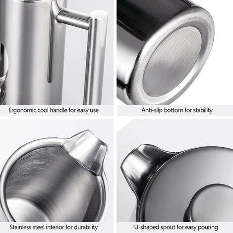 Caffettiera French Press Da 350 Ml/800 Ml/1000 Ml Caffettiera Isolata A Doppia Parete In Acciaio Inossidabile (350 Ml) 7 Caffettiera French Press Da 350 Ml/800 Ml/1000 Ml Caffettiera Isolata A Doppia Parete In Acciaio Inossidabile (350 Ml) - immagine 5
