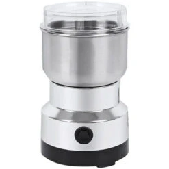 Piccoli Elettrodomestici 16 Grinder Domestico Mini Polverizzatore Elettrico Per Erbe In Acciaio Inossidabile Lama A Quattro Lame 150W Trituratore Per Caffè Ultrafine Ad Alta Potenza (Argento, Spina Europea)