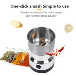 Grinder Domestico Mini Polverizzatore Elettrico Per Erbe In Acciaio Inossidabile Lama A Quattro Lame 150W Trituratore Per Caffè Ultrafine Ad Alta Potenza (Argento, Spina Europea) -Piccoli Elettrodomestici 85895292 3