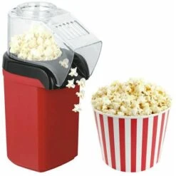 POP'N'CORN - Macchina Per Popcorn 1100W, Cottura Ad Aria Calda, Pronto In 3 Minuti, Spia Di Accensione, Rosso