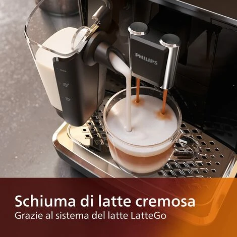 Philips 2200 Series Macchina Da Caffè Automatica - Montalatte LatteGo, 3 Bevande, Display Touch Intuitivo, Nero Lucido (EP2231/40) 6 Philips 2200 Series Macchina Da Caffè Automatica - Montalatte LatteGo, 3 Bevande, Display Touch Intuitivo, Nero Lucido (EP2231/40) - immagine 4