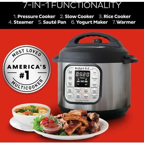 Instant Pot Electric Pressure Cooker Duo Mini 3L, 7-in-1 Multi-Cooker, Stainless Steel Pressure Cooker, 700 W 4 Instant Pot Electric Pressure Cooker Duo Mini 3L, 7-in-1 Multi-Cooker, Stainless Steel Pressure Cooker, 700 W - immagine 2