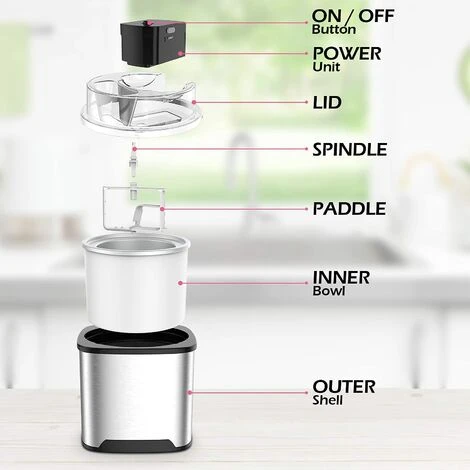 Gelatiera 2L Macchina Per Gelato In Acciaio Inox, Macchina Del Gelato Con Bocca Sul Grande Coperchio Visibile, Macchina Gelato Con Paletta Gelato Speciale E Ricettario 7 Gelatiera 2L Macchina Per Gelato In Acciaio Inox, Macchina Del Gelato Con Bocca Sul Grande Coperchio Visibile, Macchina Gelato Con Paletta Gelato Speciale E Ricettario - immagine 5