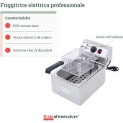 Friggitrice Elettrica Professionale Singola Vasca In Acciaio Inox Per Pub Bar Ristoranti Da Banco - 6 Litri -Piccoli Elettrodomestici 91343429 3