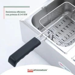 Friggitrice Elettrica Professionale 10+10 Litri Doppia Vasca In Acciaio Inox Per Pub Bar Ristoranti Da Banco -Piccoli Elettrodomestici 91343446 5