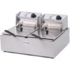 Friggitrice Elettrica Professionale 6+6 Litri Doppia Vasca In Acciaio Inox Per Pub Bar Ristoranti Da Banco Monofase