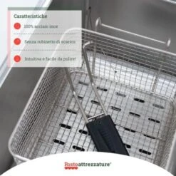 Friggitrice Elettrica Professionale 6+6 Litri Doppia Vasca In Acciaio Inox Per Pub Bar Ristoranti Da Banco Monofase -Piccoli Elettrodomestici 91343470 3