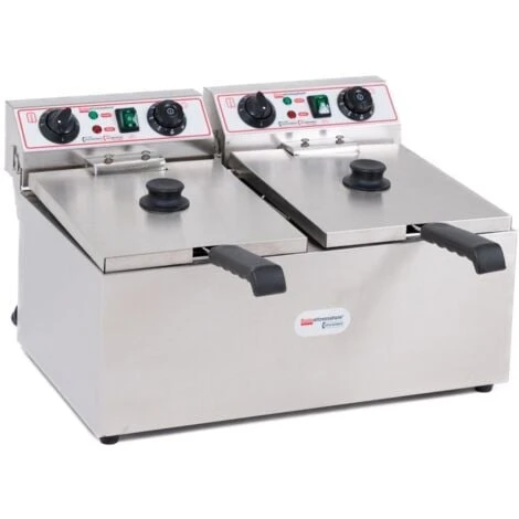 Friggitrice Elettrica Professionale 13+13 Litri Doppia Vasca In Acciaio Inox Per Pub Bar Ristoranti Da Banco 3 Friggitrice Elettrica Professionale 13+13 Litri Doppia Vasca In Acciaio Inox Per Pub Bar Ristoranti Da Banco