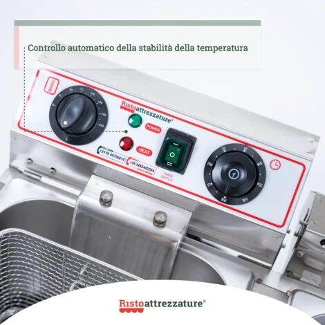 Friggitrice Elettrica Professionale 13+13 Litri Doppia Vasca In Acciaio Inox Per Pub Bar Ristoranti Da Banco 6 Friggitrice Elettrica Professionale 13+13 Litri Doppia Vasca In Acciaio Inox Per Pub Bar Ristoranti Da Banco - immagine 4