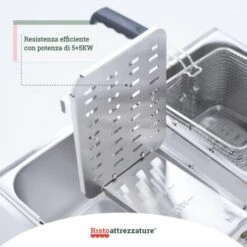 Friggitrice Elettrica Professionale 13+13 Litri Doppia Vasca In Acciaio Inox Per Pub Bar Ristoranti Da Banco 11 Friggitrice Elettrica Professionale 13+13 Litri Doppia Vasca In Acciaio Inox Per Pub Bar Ristoranti Da Banco -Piccoli Elettrodomestici 91343477 5
