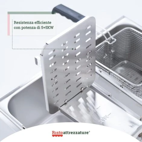 Friggitrice Elettrica Professionale 13+13 Litri Doppia Vasca In Acciaio Inox Per Pub Bar Ristoranti Da Banco 7 Friggitrice Elettrica Professionale 13+13 Litri Doppia Vasca In Acciaio Inox Per Pub Bar Ristoranti Da Banco - immagine 5