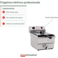 Friggitrice Elettrica Professionale 13 Litri Singola Vasca In Acciaio Inox Per Pub Bar Ristoranti Da Banco -Piccoli Elettrodomestici 91343478 3