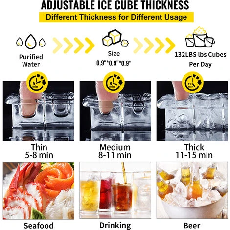 VEVOR Macchinetta Cubetti Ghiaccio Commerciale 60kg/24h Macchina Per Cubetti Di Ghiaccio Professionale Con Schermo LED In Acciaio Inox Fabbricatore De 6 VEVOR Macchinetta Cubetti Ghiaccio Commerciale 60kg/24h Macchina Per Cubetti Di Ghiaccio Professionale Con Schermo LED In Acciaio Inox Fabbricatore De - immagine 4