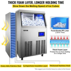 VEVOR Macchinetta Cubetti Ghiaccio Commerciale 60kg/24h Macchina Per Cubetti Di Ghiaccio Professionale Con Schermo LED In Acciaio Inox Fabbricatore De 11 VEVOR Macchinetta Cubetti Ghiaccio Commerciale 60kg/24h Macchina Per Cubetti Di Ghiaccio Professionale Con Schermo LED In Acciaio Inox Fabbricatore De -Piccoli Elettrodomestici 92082803 5