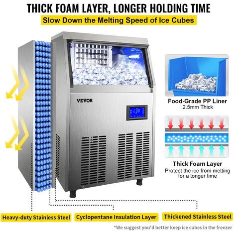 VEVOR Macchinetta Cubetti Ghiaccio Commerciale 60kg/24h Macchina Per Cubetti Di Ghiaccio Professionale Con Schermo LED In Acciaio Inox Fabbricatore De 7 VEVOR Macchinetta Cubetti Ghiaccio Commerciale 60kg/24h Macchina Per Cubetti Di Ghiaccio Professionale Con Schermo LED In Acciaio Inox Fabbricatore De - immagine 5