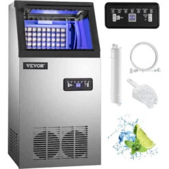 VEVOR Macchina Per Cubetti Di Ghiaccio Professionale 50kg/24h Macchinetta Cubetti Ghiaccio Commerciale 220V In Acciaio Inox Fabbricatore Del Ghiaccio Per Casa Ristorante Caffetteria Bar Ufficio