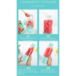 Frullatore Portatile, Spremiagrumi Con 450 Ml 6 Lame Senza BPA Per Sport E Viaggi, Mini Frullatore Per Frullati E Frappè, Regalo Di Natale Per Donne E Uomini (rosa) -Piccoli Elettrodomestici 94286647 5