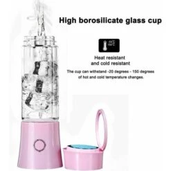 Frullatore Portatile Per Succhi, Frappè, Spremiagrumi Per Frutta E Verdura, Frullatore, 480 Ml, Senza BPA, Mini Frullatore Per Frullati USB, 100 W, Regalo Di Natale In Famiglia (rosa) -Piccoli Elettrodomestici 94292714 3