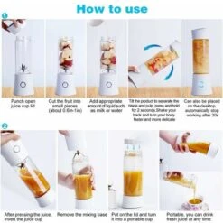 Frullatore Portatile Per Succhi, Frappè, Spremiagrumi Per Frutta E Verdura, Frullatore, 480 Ml, Senza BPA, Mini Frullatore Per Frullati USB, 100 W, Regalo Di Natale In Famiglia (rosa) -Piccoli Elettrodomestici 94292714 5