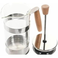 Caffettiera A Stantuffo DKD Home Decor 16 X 9 X 18,5 Cm Naturale Argentato Acciaio Inossidabile 350 Ml Vetro Borosilicato -Piccoli Elettrodomestici 94373475 4