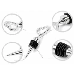 Confezione Da 2 Tappi Per Bottiglia Di Vino - Salvavino In Acciaio Inossidabile, Tappi Per Vino Riutilizzabili Per Bevande, Tappo Per Vino A Forma Di Cuore Per Regali, Bar, Feste, Matrimoni. -Piccoli Elettrodomestici 94723025 3