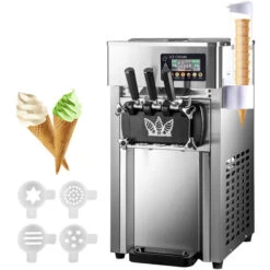 VEVOR A168 Macchina Per Gelato Soft Banco, Potenza 1200 W Ice Cream Maker, 5 Galloni Per Ora Macchina Gelato Professionale, 550 X 420 X 760 Mm Macchina Del Gelato Capacita Tramoggia 0,8 Galloni X 2