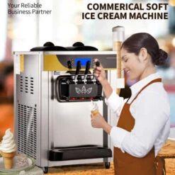 VEVOR Gelatiera Da Banco Da 2200W, Macchina Per Gelato Soft Da 22-30 L/ora, Gelatiera Commerciale A 3 Gusti Con Accessori Completi, Utilizzo Per Gelato Soft, Yogurt, Crema Pasticcera E Sorbetto, Ecc. -Piccoli Elettrodomestici 95121758 3