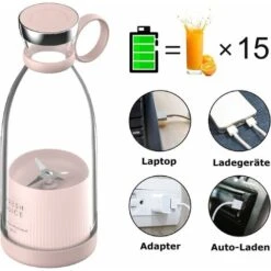Blender Smoothie Makers, ITullatore Portatile Da 350 Ml Mini ITullatori A Brocca, ITullatore Personale Multifunzionale Bottiglia Per ITullatore Di Succhi ITeschi Da Portare Con USB Ricaricabile (rosa) 9 Blender Smoothie Makers, ITullatore Portatile Da 350 Ml Mini ITullatori A Brocca, ITullatore Personale Multifunzionale Bottiglia Per ITullatore Di Succhi ITeschi Da Portare Con USB Ricaricabile (rosa) -Piccoli Elettrodomestici 95466754 3