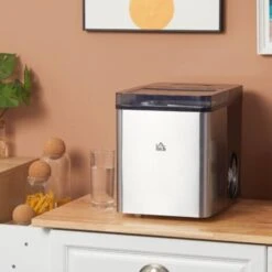 HOMCOM Macchina Per Il Ghiaccio Autopulente Con 2 Dimensioni Di Cubetti, 15kg In 24h, Serbatoio 2.1L -Piccoli Elettrodomestici 96084962 2