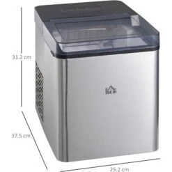 HOMCOM Macchina Per Il Ghiaccio Autopulente Con 2 Dimensioni Di Cubetti, 15kg In 24h, Serbatoio 2.1L -Piccoli Elettrodomestici 96084962 3