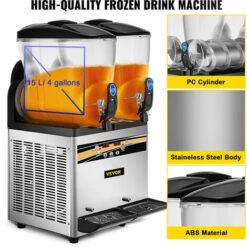 VEVOR Macchina Per Granita Sorbetto Elettrica Da 30L Commerciale, Macchina Elettrica 2x15L Per Granita Succhi Di Frutta Congelati Frappe Crema Di Caffe Serbatoio Doppio, Granitore 30L Bevande Fresche -Piccoli Elettrodomestici 96461229 4