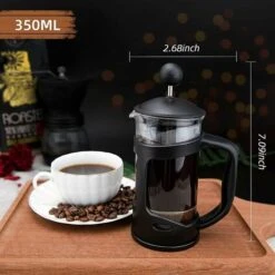 Pressa ITancese Da 2 Tazze, Pressa ITancese, Perfetta Per Gli Amanti Del Caffè, Caffè Mattutino, Caffettiera Dal Sapore Massimo Con Filtro In Acciaio Inossidabile, 12 Once / 350 Ml -Piccoli Elettrodomestici 97077535 3