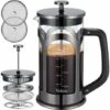 Macchina Per Caffè E Tè, Caffettiera In Vetro Borosilicato Resistente Al Calore In Acciaio Inossidabile 304 Con 4 Filtri, Resistente E Facile Da Pulire, 100% Senza BPA, 34 Oz, Argento 1 Macchina Per Caffè E Tè, Caffettiera In Vetro Borosilicato Resistente Al Calore In Acciaio Inossidabile 304 Con 4 Filtri, Resistente E Facile Da Pulire, 100% Senza BPA, 34 Oz, Argento -Piccoli Elettrodomestici 98119533 1
