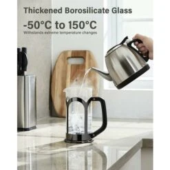 Macchina Per Caffè E Tè, Caffettiera In Vetro Borosilicato Resistente Al Calore In Acciaio Inossidabile 304 Con 4 Filtri, Resistente E Facile Da Pulire, 100% Senza BPA, 34 Oz, Argento 8 Macchina Per Caffè E Tè, Caffettiera In Vetro Borosilicato Resistente Al Calore In Acciaio Inossidabile 304 Con 4 Filtri, Resistente E Facile Da Pulire, 100% Senza BPA, 34 Oz, Argento -Piccoli Elettrodomestici 98119533 2