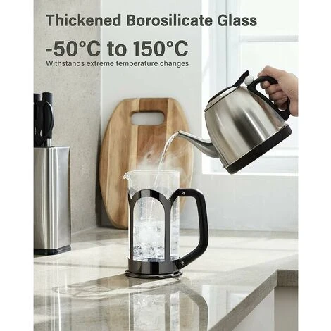 Macchina Per Caffè E Tè, Caffettiera In Vetro Borosilicato Resistente Al Calore In Acciaio Inossidabile 304 Con 4 Filtri, Resistente E Facile Da Pulire, 100% Senza BPA, 34 Oz, Argento 4 Macchina Per Caffè E Tè, Caffettiera In Vetro Borosilicato Resistente Al Calore In Acciaio Inossidabile 304 Con 4 Filtri, Resistente E Facile Da Pulire, 100% Senza BPA, 34 Oz, Argento - immagine 2