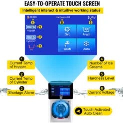 VEVOR Macchina Gelato Soft Monogusto 1000W Bianco Produzione 10-20L All'Ora In Acciaio Inox 304, Macchina Compatta Per La Produzione Di Gelato Soft Frozen Yogurt Sorbetto Gusto Singolo Vasca Da 4,5L -Piccoli Elettrodomestici 98635404 5