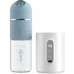 Termostato Per Scaldabiberon Portabble Temperatura Regolabile Display A LED Alimentato Tramite USB Con Biberon In Vetro Da 150 Ml E Dispenser Per Latte In Polvere (blu)