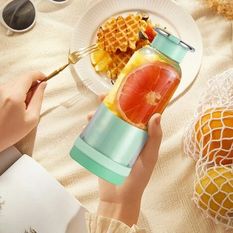 Frullatore Di Frutta Portatile, Spremiagrumi Portatile, Mini Frullatore USB Per Frullati, Frullati, Succhi Di Frutta, Frullatore Portatile 400 Ml 4 Lame Per Sport E Viaggi, Verde (solo Estrattore Di S 5 Frullatore Di Frutta Portatile, Spremiagrumi Portatile, Mini Frullatore USB Per Frullati, Frullati, Succhi Di Frutta, Frullatore Portatile 400 Ml 4 Lame Per Sport E Viaggi, Verde (solo Estrattore Di S - immagine 3