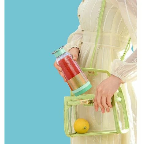 Frullatore Di Frutta Portatile, Spremiagrumi Portatile, Mini Frullatore USB Per Frullati, Frullati, Succhi Di Frutta, Frullatore Portatile 400 Ml 4 Lame Per Sport E Viaggi, Verde (solo Estrattore Di S 6 Frullatore Di Frutta Portatile, Spremiagrumi Portatile, Mini Frullatore USB Per Frullati, Frullati, Succhi Di Frutta, Frullatore Portatile 400 Ml 4 Lame Per Sport E Viaggi, Verde (solo Estrattore Di S - immagine 4
