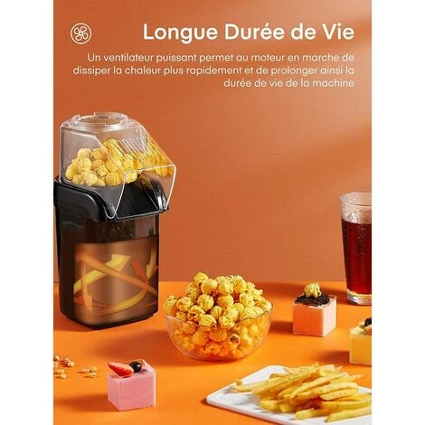 Macchina Per Popcorn, Macchina Per Popcorn Senza Olio Ad Aria Calda Da 1200 W, Funzionamento A Un Pulsante, Pronta In 2 Minuti, Protezione Da Surriscaldamento, Nero 4 Macchina Per Popcorn, Macchina Per Popcorn Senza Olio Ad Aria Calda Da 1200 W, Funzionamento A Un Pulsante, Pronta In 2 Minuti, Protezione Da Surriscaldamento, Nero - immagine 2