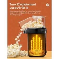 Macchina Per Popcorn, Macchina Per Popcorn Senza Olio Ad Aria Calda Da 1200 W, Funzionamento A Un Pulsante, Pronta In 2 Minuti, Protezione Da Surriscaldamento, Nero 9 Macchina Per Popcorn, Macchina Per Popcorn Senza Olio Ad Aria Calda Da 1200 W, Funzionamento A Un Pulsante, Pronta In 2 Minuti, Protezione Da Surriscaldamento, Nero -Piccoli Elettrodomestici 98718768 3