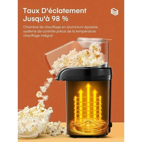 Macchina Per Popcorn, Macchina Per Popcorn Senza Olio Ad Aria Calda Da 1200 W, Funzionamento A Un Pulsante, Pronta In 2 Minuti, Protezione Da Surriscaldamento, Nero 5 Macchina Per Popcorn, Macchina Per Popcorn Senza Olio Ad Aria Calda Da 1200 W, Funzionamento A Un Pulsante, Pronta In 2 Minuti, Protezione Da Surriscaldamento, Nero - immagine 3