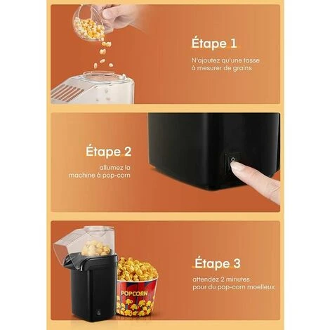 Macchina Per Popcorn, Macchina Per Popcorn Senza Olio Ad Aria Calda Da 1200 W, Funzionamento A Un Pulsante, Pronta In 2 Minuti, Protezione Da Surriscaldamento, Nero 7 Macchina Per Popcorn, Macchina Per Popcorn Senza Olio Ad Aria Calda Da 1200 W, Funzionamento A Un Pulsante, Pronta In 2 Minuti, Protezione Da Surriscaldamento, Nero - immagine 5